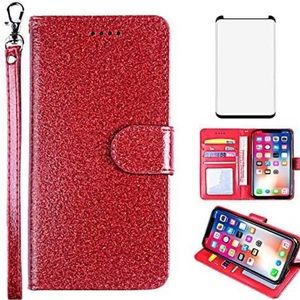 Samsung Galaxy S8 Plus Card Holder Slot Kickstand Glitter Wallet Phone Case
